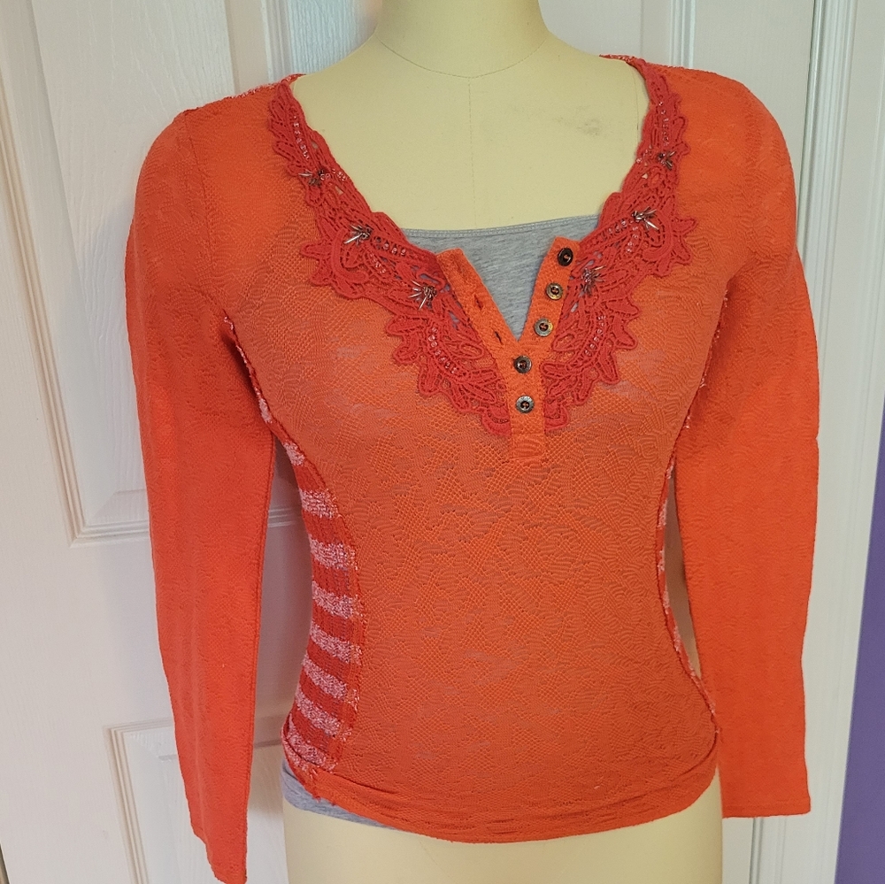Orange Miss Me long sleeved top